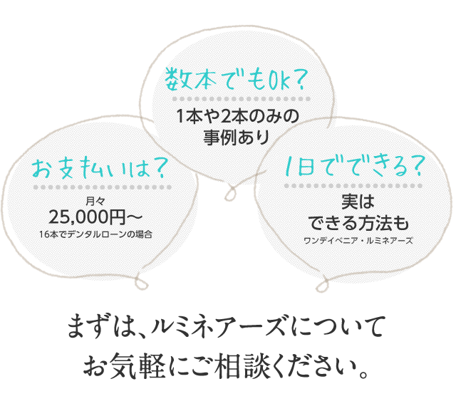 まずは、ルミネアーズについてお気軽にご相談ください。