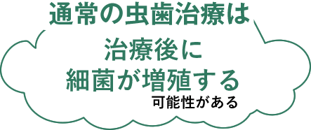 通常の虫歯治療は治療後に患部の奥で細菌が増殖する可能性がある